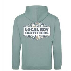 NEW LOCAL BOY OUTFITTERS men's fish camo diamond crest hoodie in dusty green